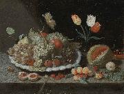 Jan Van Kessel Still life with grapes and other fruit on a platter oil painting on canvas